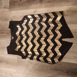 Vince Camuto Black and Gold Chevron Blouse
